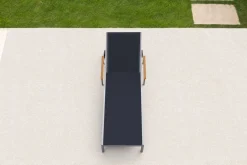 Online Rollliege, schwarz, Edelstahl/Textilene, mit Gasfeder, 195,5x74x35cm Gartenliegen