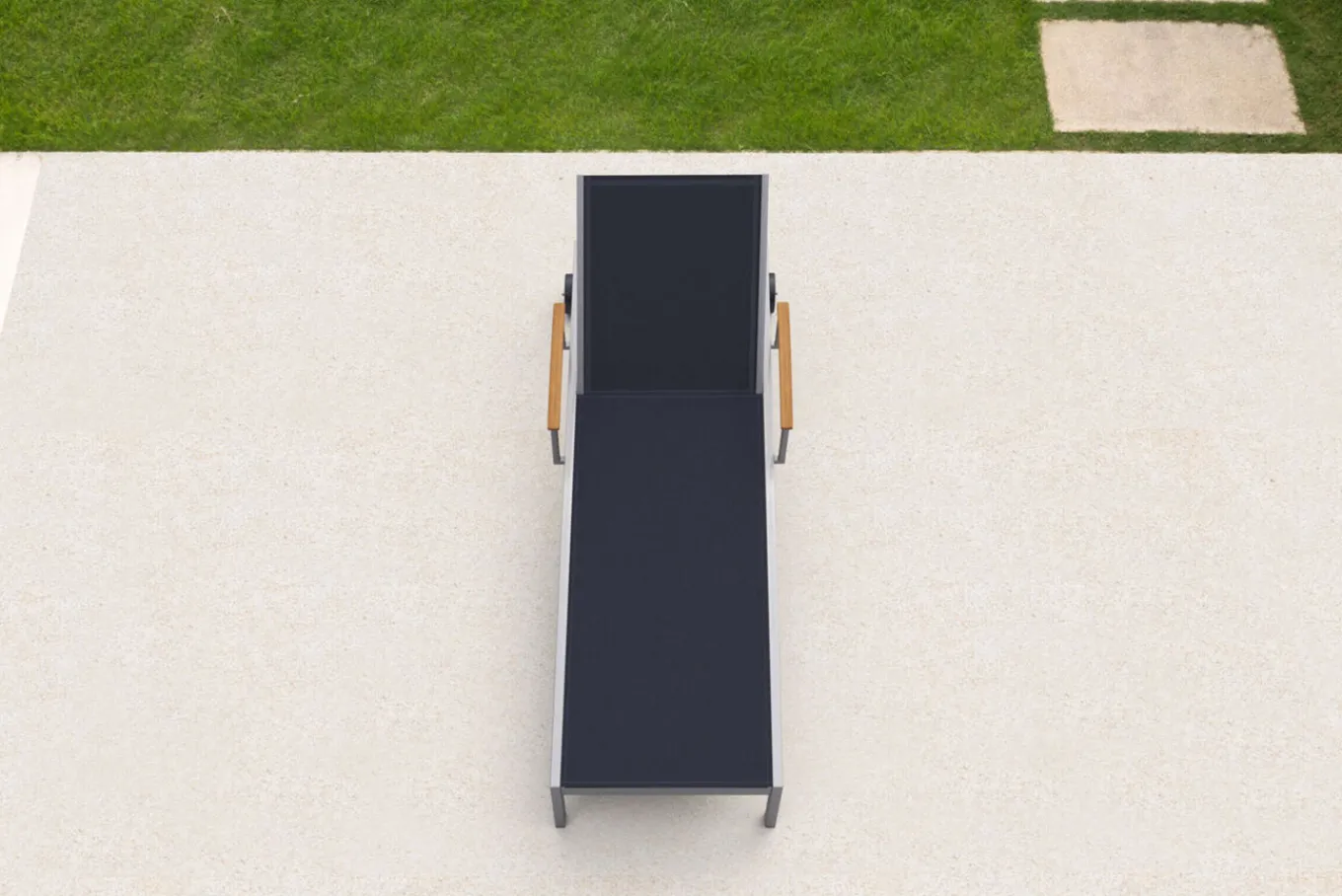 Online Rollliege, schwarz, Edelstahl/Textilene, mit Gasfeder, 195,5x74x35cm Gartenliegen