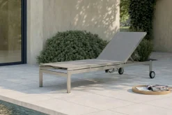 New Rollliege, silber, Edelstahl/Textilene,mit verstellbarer Rückenlehne, 210 x 70 cm Gartenliegen