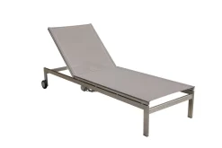 New Rollliege, silber, Edelstahl/Textilene,mit verstellbarer Rückenlehne, 210 x 70 cm Gartenliegen