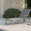 Clearance Rollliege, silber, Edelstahl/Textilene, mit Gasfeder, 195,5x74x35cm Gartenliegen