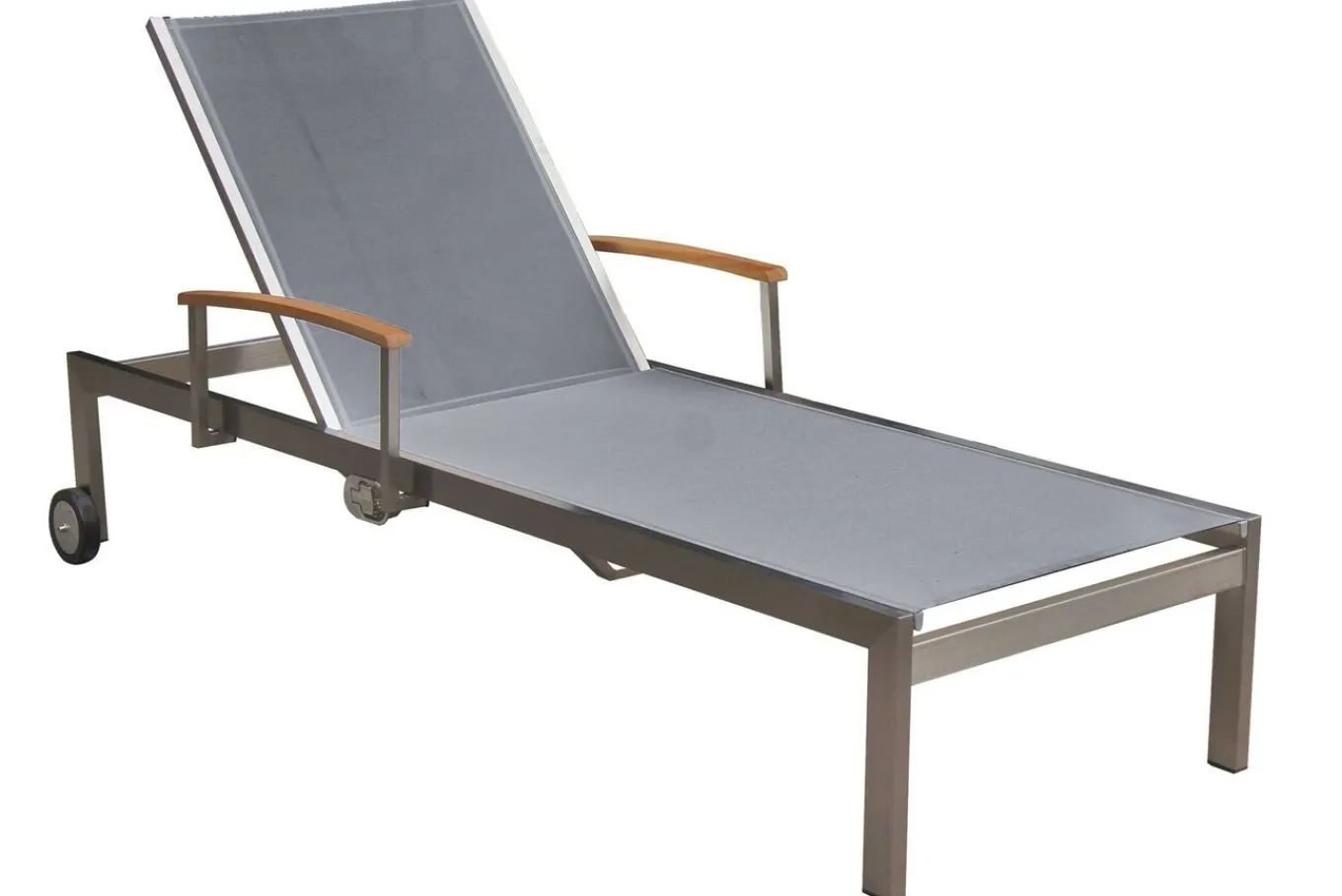 Clearance Rollliege, silber, Edelstahl/Textilene, mit Gasfeder, 195,5x74x35cm Gartenliegen