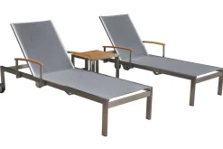 Clearance Rollliege, silber, Edelstahl/Textilene, mit Gasfeder, 195,5x74x35cm Gartenliegen