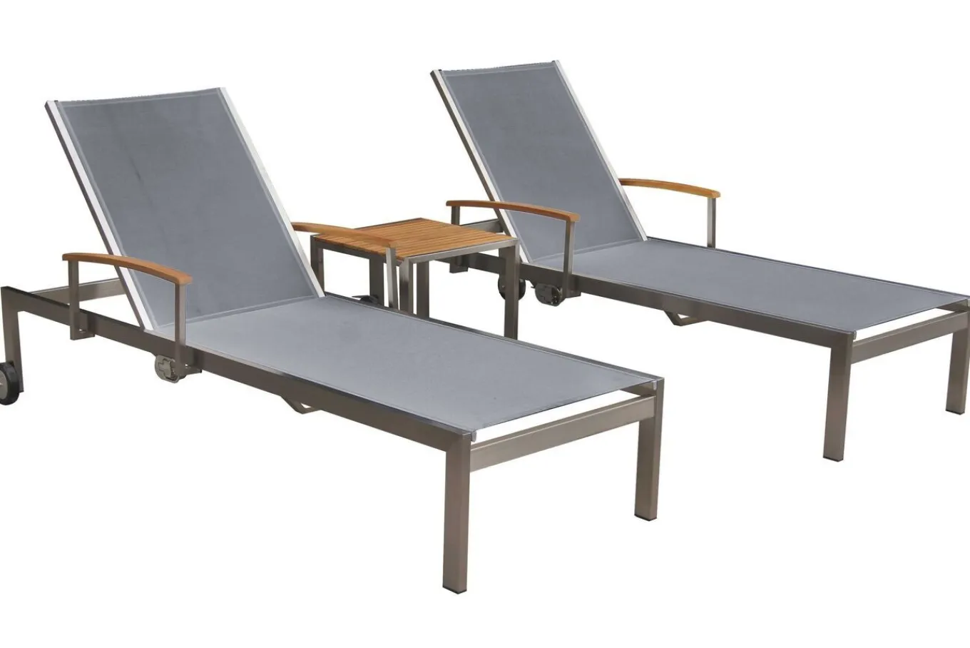 Clearance Rollliege, silber, Edelstahl/Textilene, mit Gasfeder, 195,5x74x35cm Gartenliegen