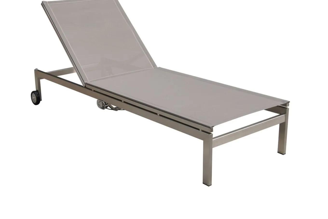 Clearance Rollliege, taupe, Edelstahl/Textilene, verstellbare Rückenlehne, 212x71x36cm Gartenliegen