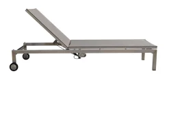 Clearance Rollliege, taupe, Edelstahl/Textilene, verstellbare Rückenlehne, 212x71x36cm Gartenliegen