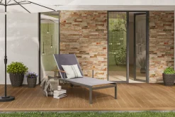 Clearance Rollliege, taupe, Edelstahl/Textilene, mit Gasfeder, 195 x 74 cm Edelstahl-Gartenmöbel|Gartenliegen