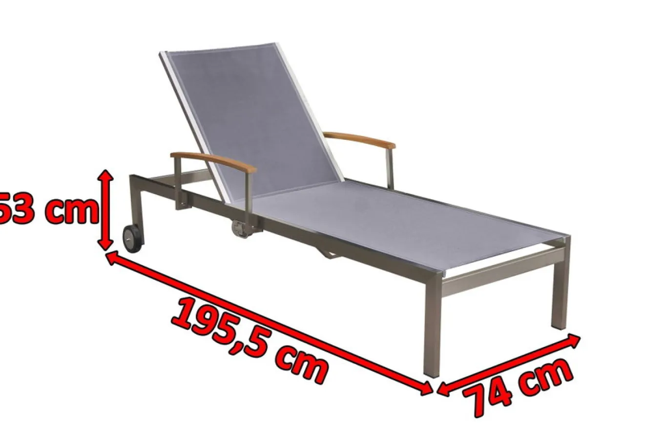 Clearance Rollliege, taupe, Edelstahl/Textilene, mit Gasfeder, 195 x 74 cm Edelstahl-Gartenmöbel|Gartenliegen