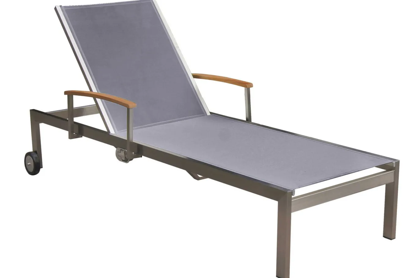 Clearance Rollliege, taupe, Edelstahl/Textilene, mit Gasfeder, 195 x 74 cm Edelstahl-Gartenmöbel|Gartenliegen