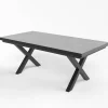 Serro Ausziehtisch, schwarz/grau, Aluminium und Steinimitat, 200/260 x 100 cm, modernes X-Gestell Gartentische