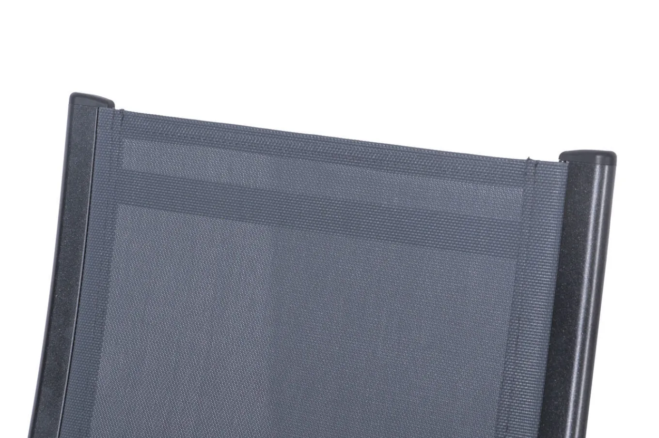 Discount Serro Garten-Essgruppe, schwarz/grau, Alu / Steinimitat / Textilene, Tisch 200/260 x 100 cm, 6 Klappstühle Aluminium-Gartenmöbel