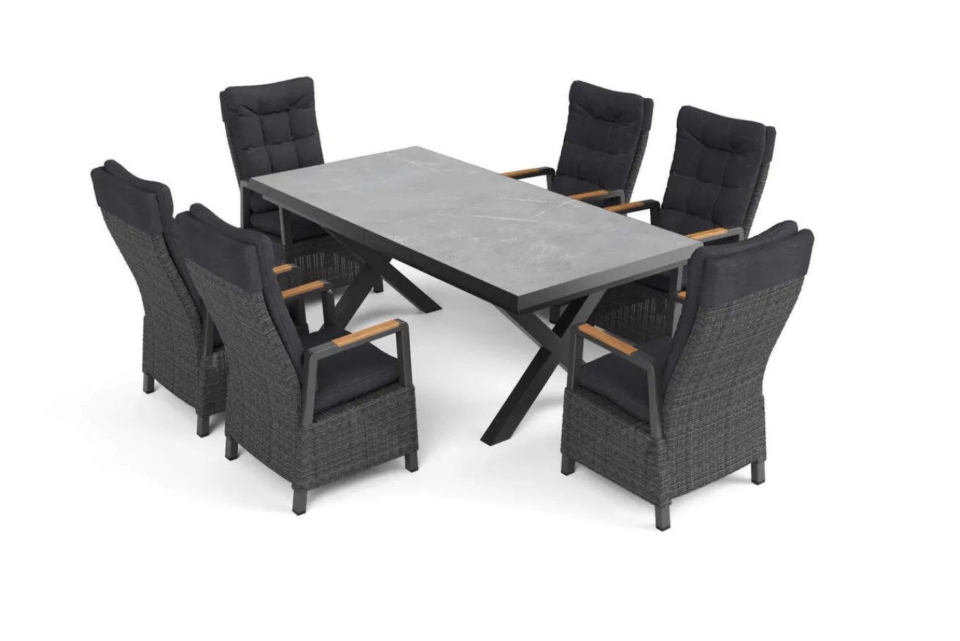 Best Serro Garten-Essgruppe, 6 Personen, ausziehbar, 200-260cm, Alu/Polyrattan, FSC®-zertifiziert Garten-Essgruppen