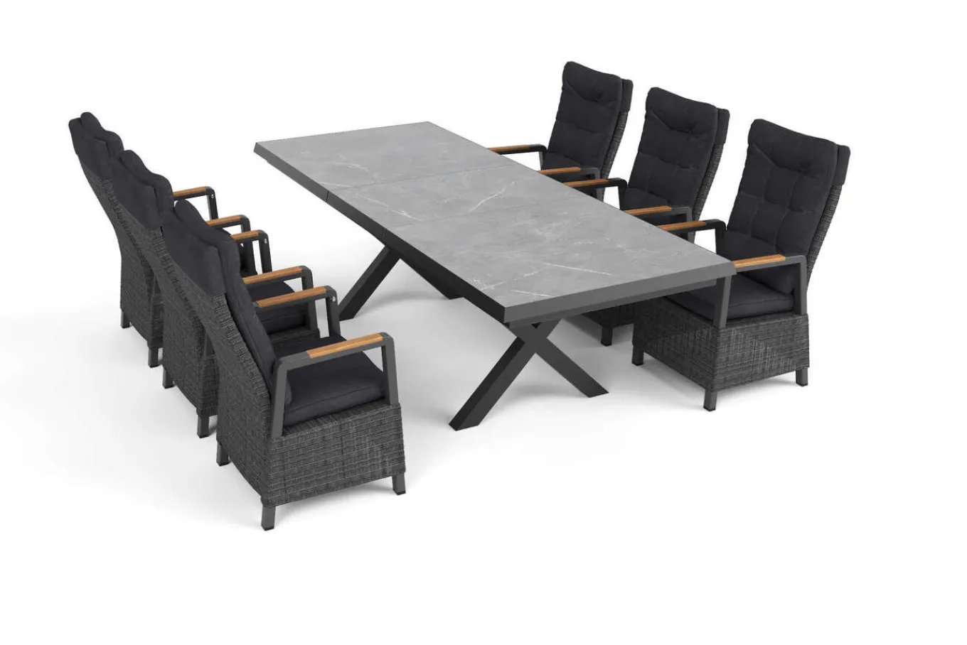 Best Serro Garten-Essgruppe, 6 Personen, ausziehbar, 200-260cm, Alu/Polyrattan, FSC®-zertifiziert Garten-Essgruppen