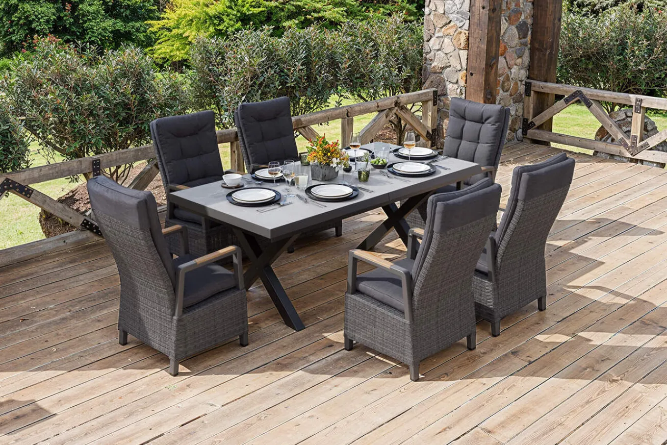 Best Serro Garten-Essgruppe, 6 Personen, ausziehbar, 200-260cm, Alu/Polyrattan, FSC®-zertifiziert Garten-Essgruppen