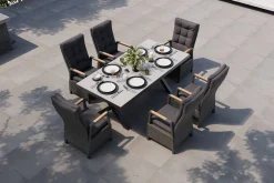 Best Serro Garten-Essgruppe, 6 Personen, ausziehbar, 200-260cm, Alu/Polyrattan, FSC®-zertifiziert Garten-Essgruppen