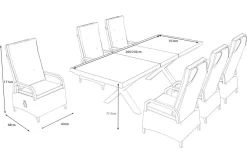 Best Serro Garten-Essgruppe, schwarz/grau, Aluminium/Polyrattan/Steinimitat, 200/260 x 100 cm, ausziehbar, 6 Diningsessel Garten-Essgruppen