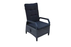 Best Serro Garten-Essgruppe, schwarz/grau, Aluminium/Polyrattan/Steinimitat, 200/260 x 100 cm, ausziehbar, 6 Diningsessel Garten-Essgruppen
