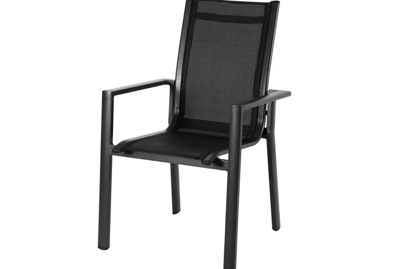 Discount Serro Garten-Essgruppe, anthrazit matt/schwarz/grau, Alu/Steinimitat/Textilene/Polyester, Tisch 200/260 x 100 cm, 6 Stapelsessel inkl. 6 Auflagen Garten-Essgruppen