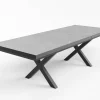 Best Serro Garten-Essgruppe, anthrazit matt/schwarz,nature, Alu/Steinimitat/Textilene/Polyester, Tisch 200/260 x 100 cm, 6 Stapelsessel inkl. 6 Auflagen Garten-Essgruppen