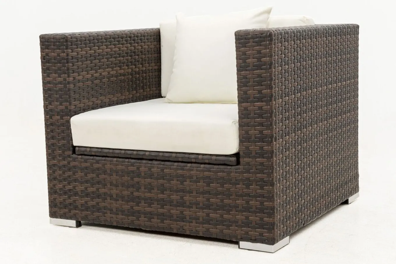 Sale Sessel, braun marmoriert, Polyrattan, 90 x 85 x 70 cm, wasserfeste Kissenbox Polyrattan-Gartenmöbel|Gartenlounge
