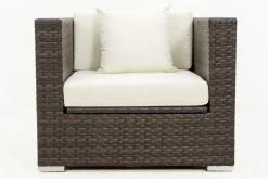 Sale Sessel, braun marmoriert, Polyrattan, 90 x 85 x 70 cm, wasserfeste Kissenbox Polyrattan-Gartenmöbel|Gartenlounge