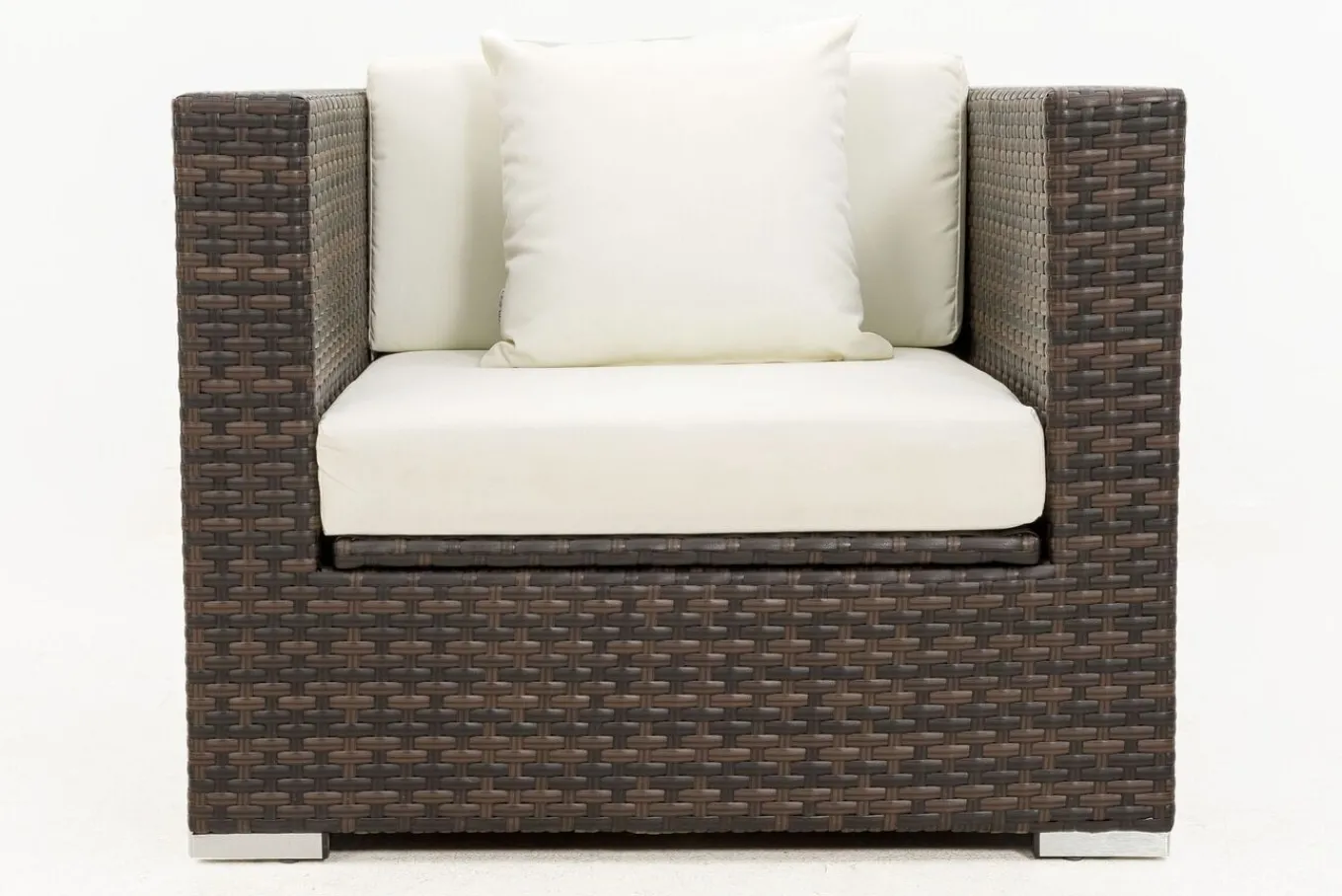 Sale Sessel, braun marmoriert, Polyrattan, 90 x 85 x 70 cm, wasserfeste Kissenbox Polyrattan-Gartenmöbel|Gartenlounge