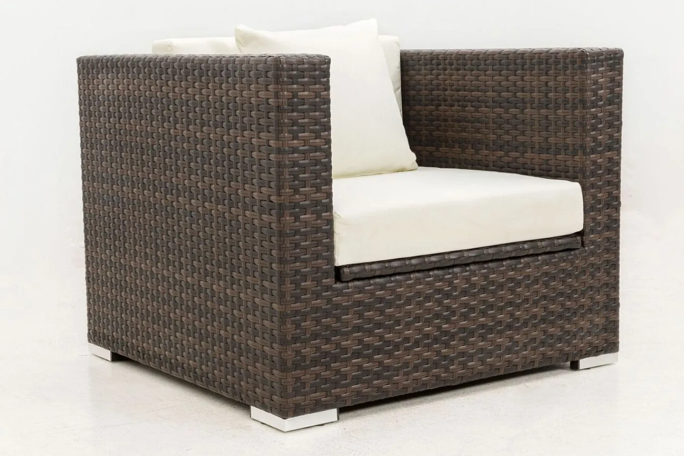 Sale Sessel, braun marmoriert, Polyrattan, 90 x 85 x 70 cm, wasserfeste Kissenbox Polyrattan-Gartenmöbel|Gartenlounge