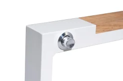 Outlet Sessel, creme/weiß, Alu/Textilene, mit Teak-Armlehnen, wetterfest, hochwertig, abnehmbarer Bezug Aluminium-Gartenmöbel|Gartenstühle & Gartensessel