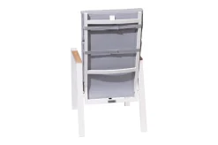 Outlet Sessel, creme/weiß, Alu/Textilene, mit Teak-Armlehnen, wetterfest, hochwertig, abnehmbarer Bezug Aluminium-Gartenmöbel|Gartenstühle & Gartensessel