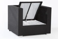 New Sessel, creme/weiß, schwarz, Polyrattan, inkl. Polster und Kissen, wasserfeste Kissenbox Polyrattan-Gartenmöbel|Gartenlounge