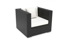 New Sessel, creme/weiß, schwarz, Polyrattan, inkl. Polster und Kissen, wasserfeste Kissenbox Polyrattan-Gartenmöbel|Gartenlounge
