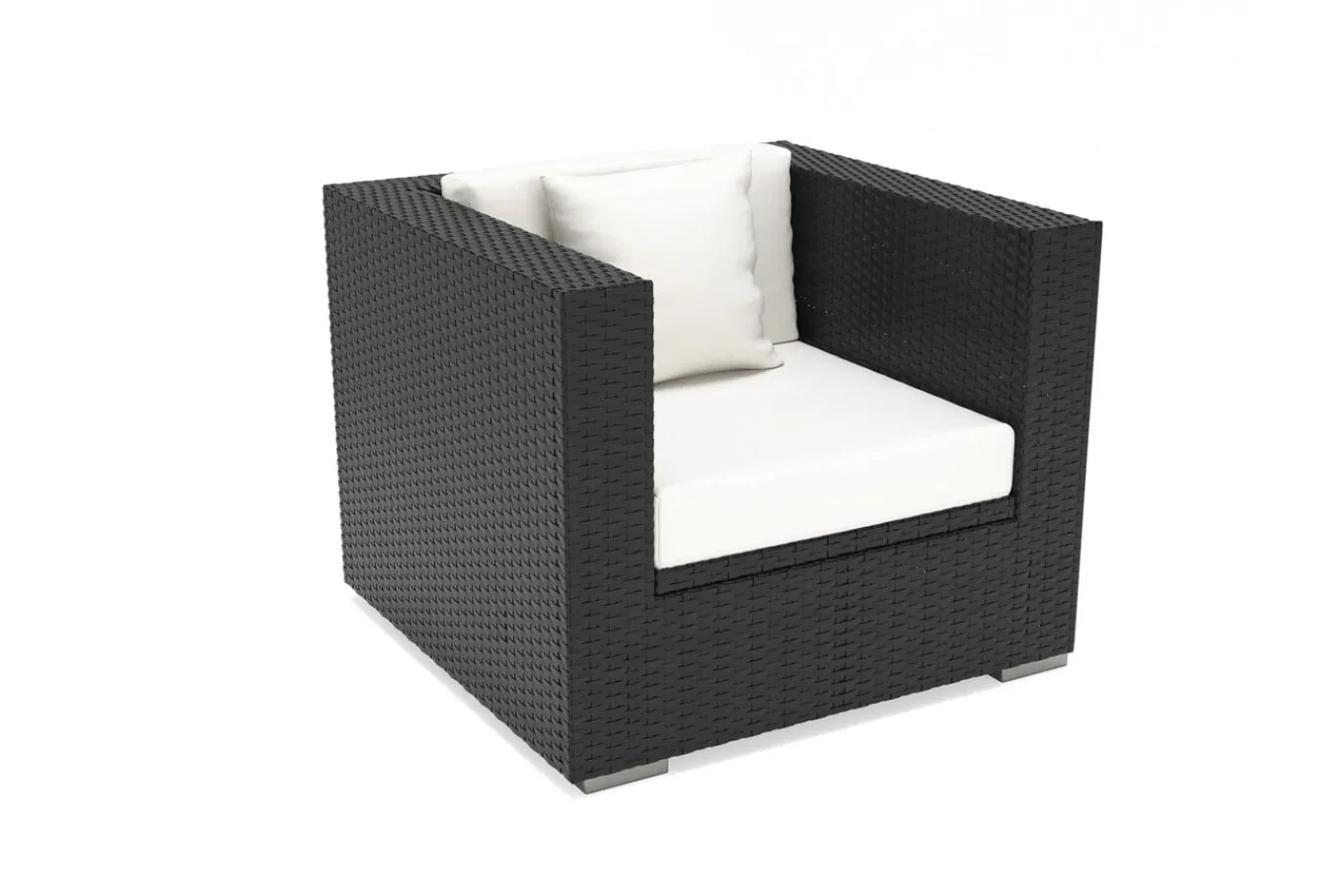 New Sessel, creme/weiß, schwarz, Polyrattan, inkl. Polster und Kissen, wasserfeste Kissenbox Polyrattan-Gartenmöbel|Gartenlounge