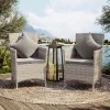 Sale Sessel, desert-beige, Polyrattan/Aluminium, 60 x 60 x 86 cm, hohe Belastbarkeit, abnehmbare Bezüge, mit Reißverschluss, 2er Set Aluminium-Gartenmöbel|Gartenstühle & Gartensessel