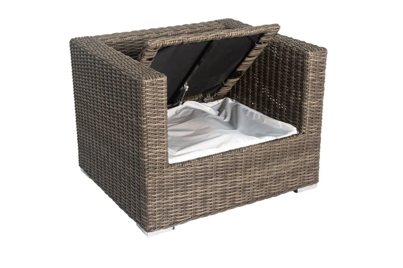 Clearance Sessel, grau, Polyrattan, 94 x 82 x 70 cm, wasserfeste Kissenbox Polyrattan-Gartenmöbel|Gartenlounge