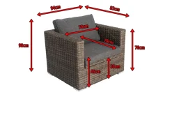 Clearance Sessel, grau, Polyrattan, 94 x 82 x 70 cm, wasserfeste Kissenbox Polyrattan-Gartenmöbel|Gartenlounge