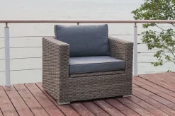 Clearance Sessel, grau, Polyrattan, 94 x 82 x 70 cm, wasserfeste Kissenbox Polyrattan-Gartenmöbel|Gartenlounge