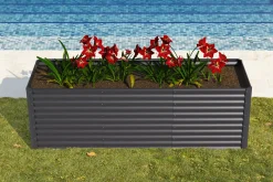 Best Set Hochbeet mit Erweiterungsmodul, anthrazit, Aluminium-Zink-Stahl, 180+80cm Hochbeet