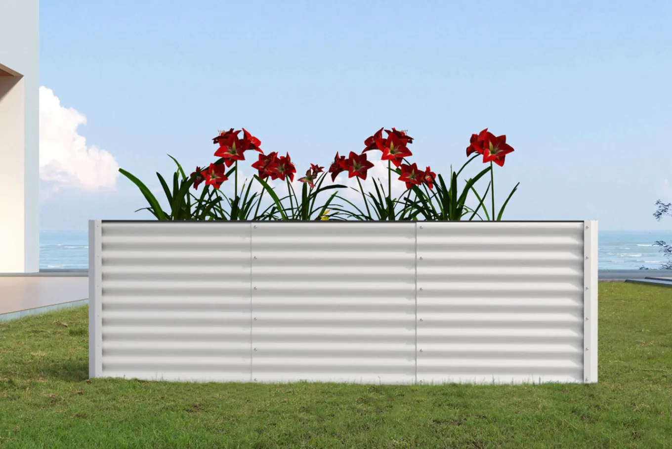 Best Set Hochbeet mit Erweiterungsmodul, silber, Aluminium-Zink-Stahl, 180+80cm Hochbeet