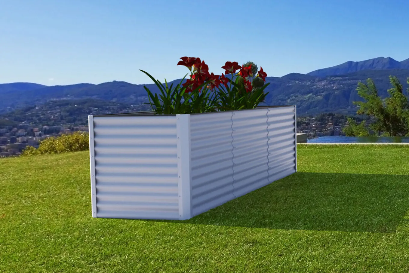 Best Set Hochbeet mit Erweiterungsmodul, silber, Aluminium-Zink-Stahl, 180+80cm Hochbeet