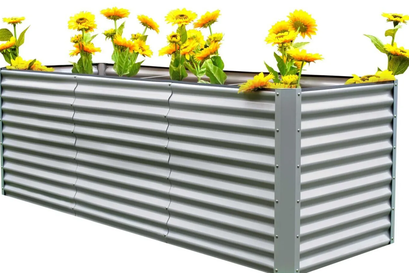 Best Set Hochbeet mit Erweiterungsmodul, silber, Aluminium-Zink-Stahl, 180+80cm Hochbeet