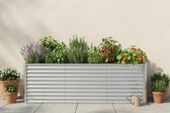 Best Set Hochbeet mit Erweiterungsmodul, silber, Aluminium-Zink-Stahl, 180+80cm Hochbeet