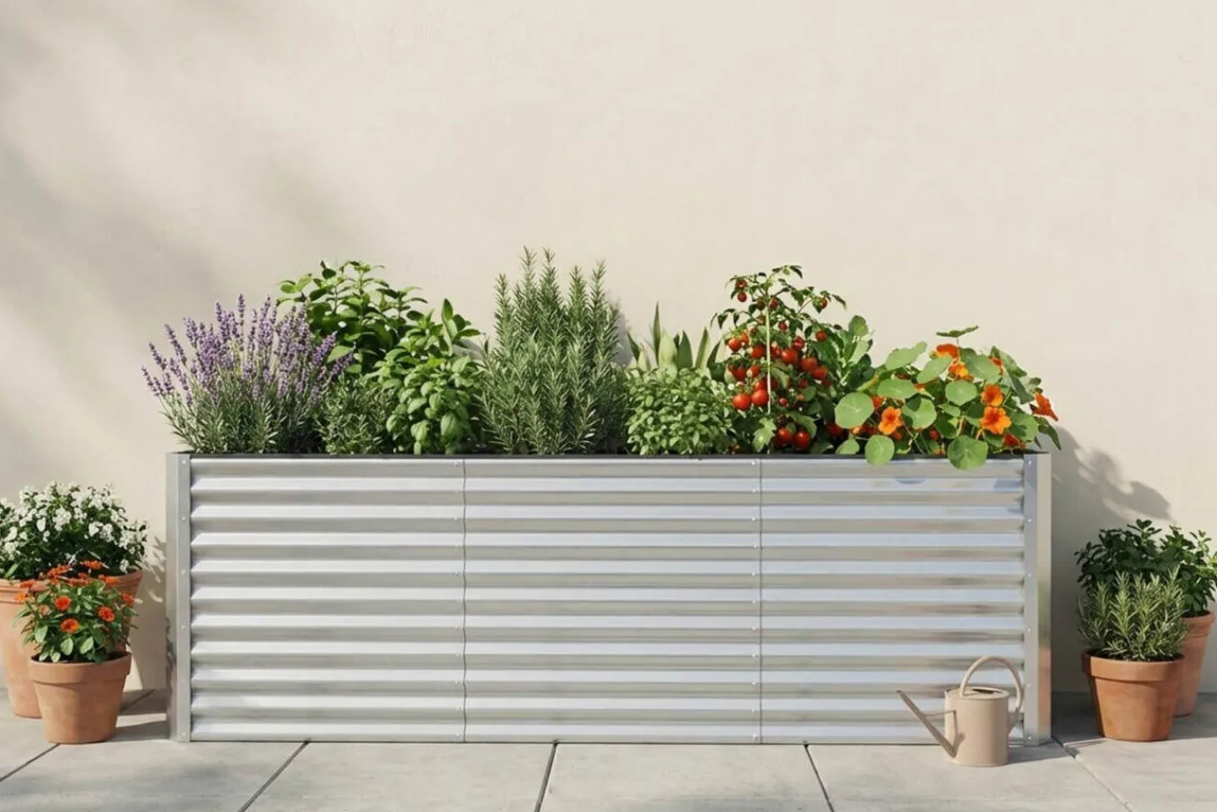 Best Set Hochbeet mit Erweiterungsmodul, silber, Aluminium-Zink-Stahl, 180+80cm Hochbeet