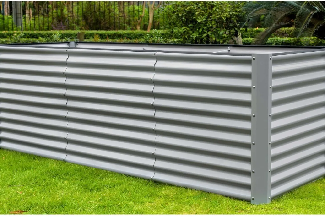 Best Set Hochbeet mit Erweiterungsmodul, silber, Aluminium-Zink-Stahl, 180+80cm Hochbeet