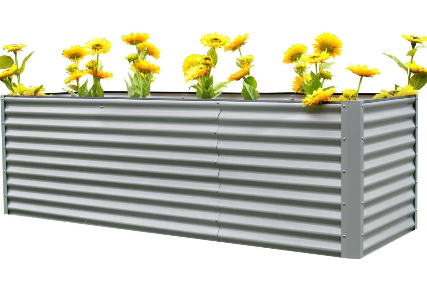 Sale Set Hochbeet mit Erweiterungsmodul, silber, Aluminium-Zink-Stahl, 120+80cm Hochbeet