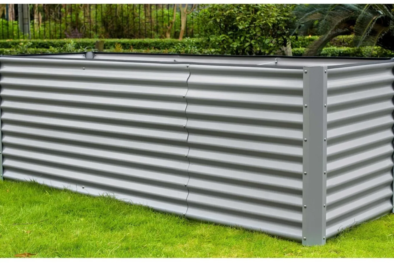 Sale Set Hochbeet mit Erweiterungsmodul, silber, Aluminium-Zink-Stahl, 120+80cm Hochbeet
