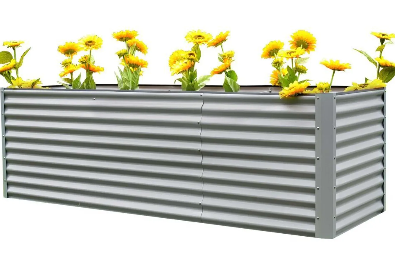 Sale Set Hochbeet mit Erweiterungsmodul, silber, Aluminium-Zink-Stahl, 120+80cm Hochbeet