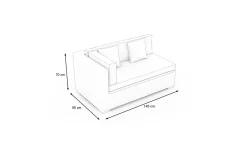 Outlet 2-Sitzer Ecksofa, creme/weiß, schwarz, Polyrattan, 145x85x70cm, Armlehne rechts, wasserfeste Kissenbox Polyrattan-Gartenmöbel|Gartenlounge