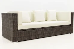 Hot 3-Sitzer Sofa, braun marmoriert, Polyrattan, 210 x 85 x 70 cm, wasserfeste Kissenbox Polyrattan-Gartenmöbel|Gartenlounge