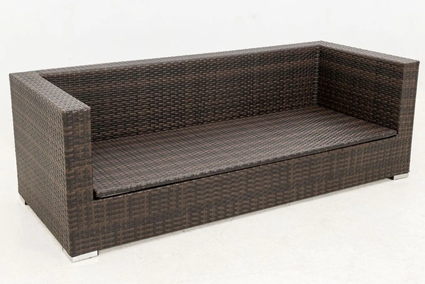Hot 3-Sitzer Sofa, braun marmoriert, Polyrattan, 210 x 85 x 70 cm, wasserfeste Kissenbox Polyrattan-Gartenmöbel|Gartenlounge