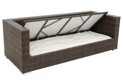 Hot 3-Sitzer Sofa, braun marmoriert, Polyrattan, 210 x 85 x 70 cm, wasserfeste Kissenbox Polyrattan-Gartenmöbel|Gartenlounge